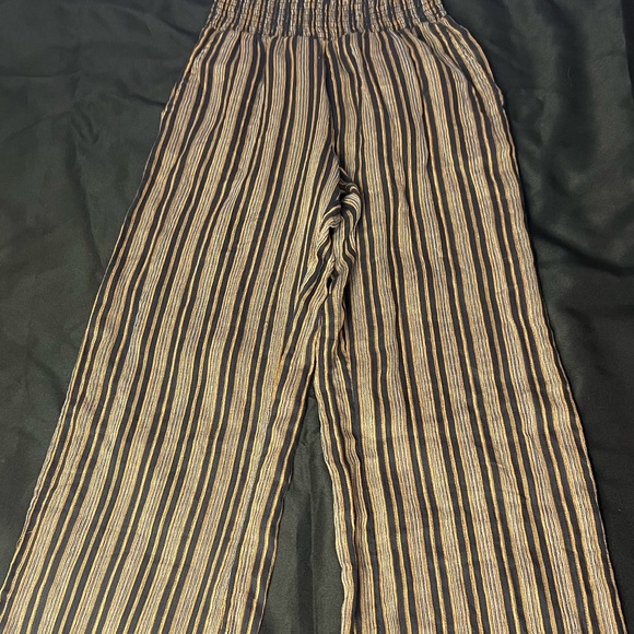 BILLABONG Black & Tan Striped Smocked Waist Pants - Picture 7 of 7
